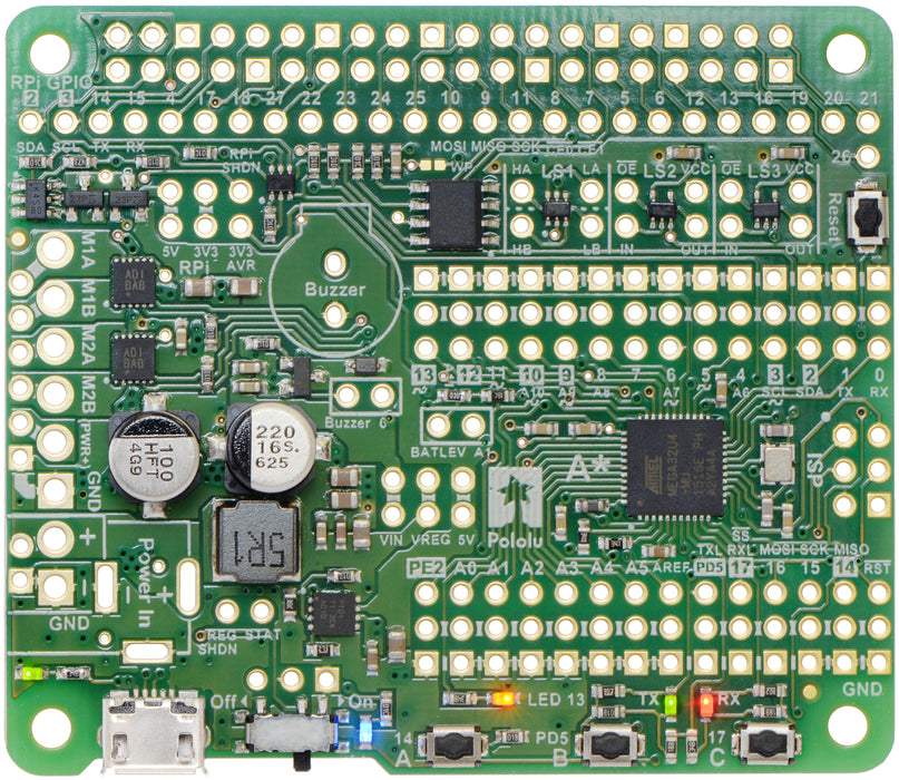 A-Star 32U4 Robot Controller SV with Raspberry Pi Bridge (SMT Components Only)