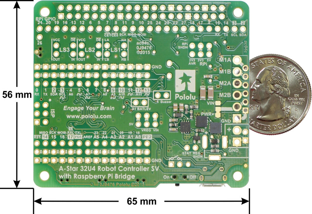 A-Star 32U4 Robot Controller SV with Raspberry Pi Bridge (SMT Components Only)