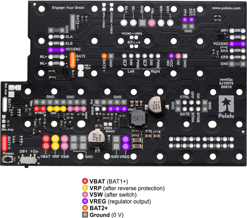 Motor Driver and Power Distribution Board for Romi Chassis