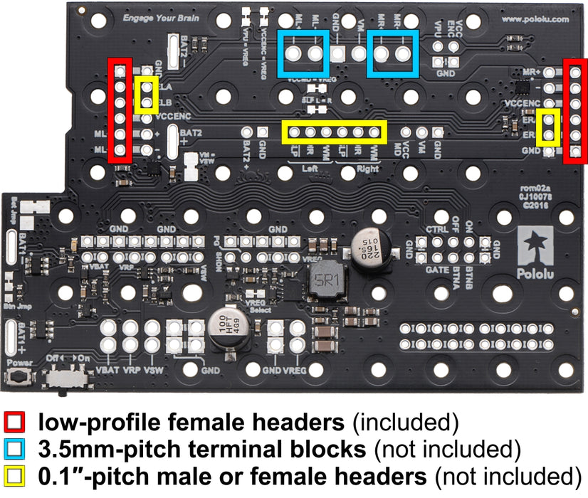 Motor Driver and Power Distribution Board for Romi Chassis