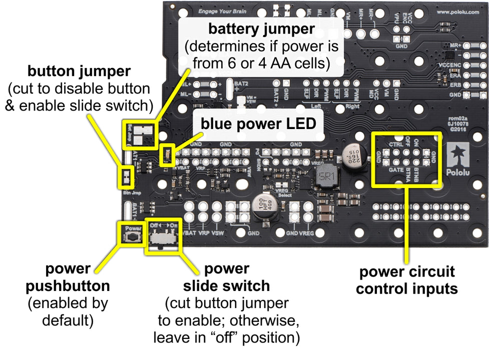 Motor Driver and Power Distribution Board for Romi Chassis