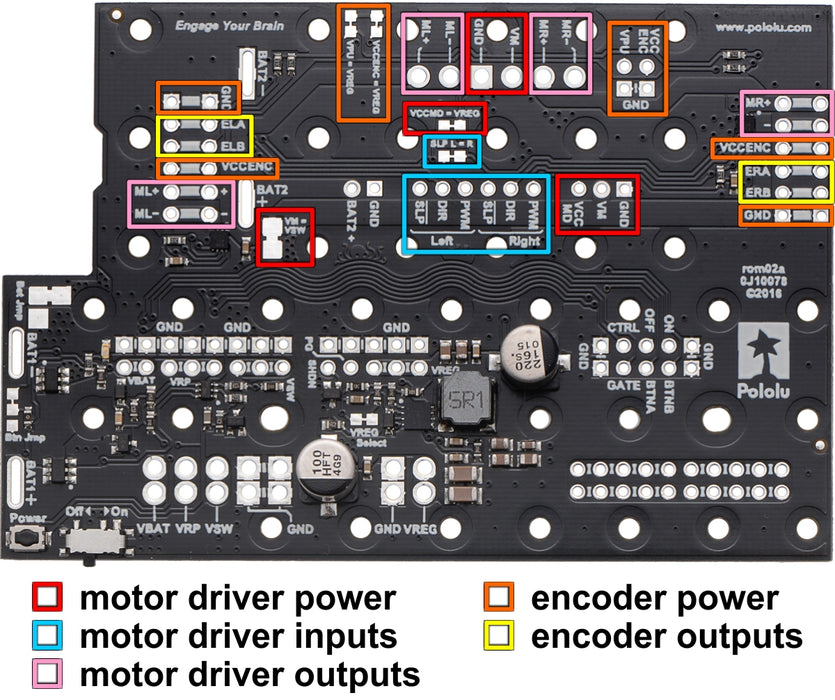 Motor Driver and Power Distribution Board for Romi Chassis