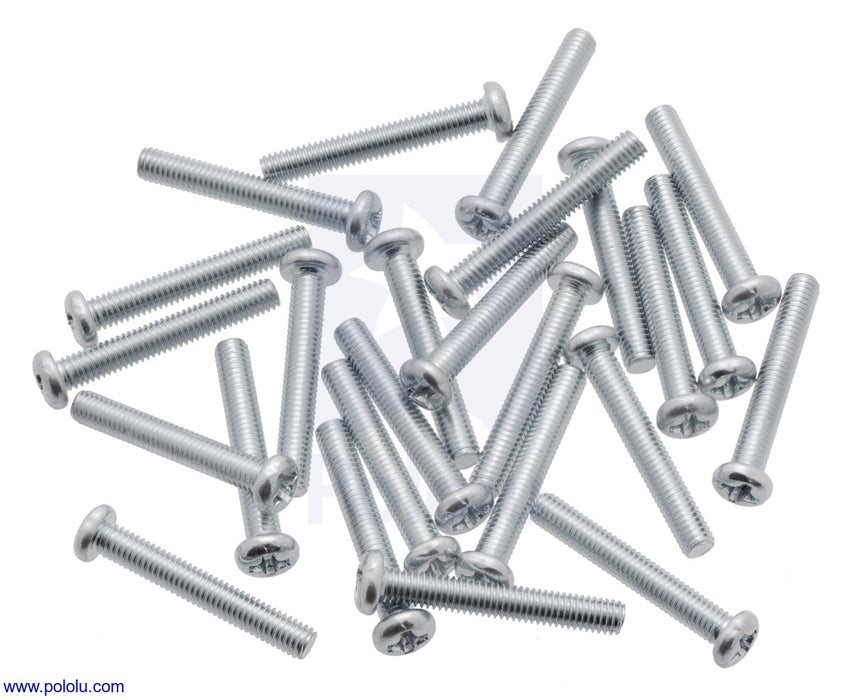 Machine Screw: M3, 20mm Length, Phillips (25-pack)