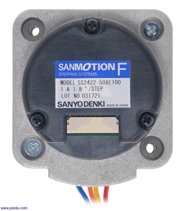 Sanyo Pancake Stepper Motor with Encoder: Bipolar, 200 Steps/Rev, 42×31.5mm, 5.4V, 1 A/Phase, 4000 CPR