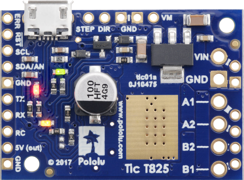 Tic T825 USB Multi-Interface Stepper Motor Controller (Connectors Soldered)