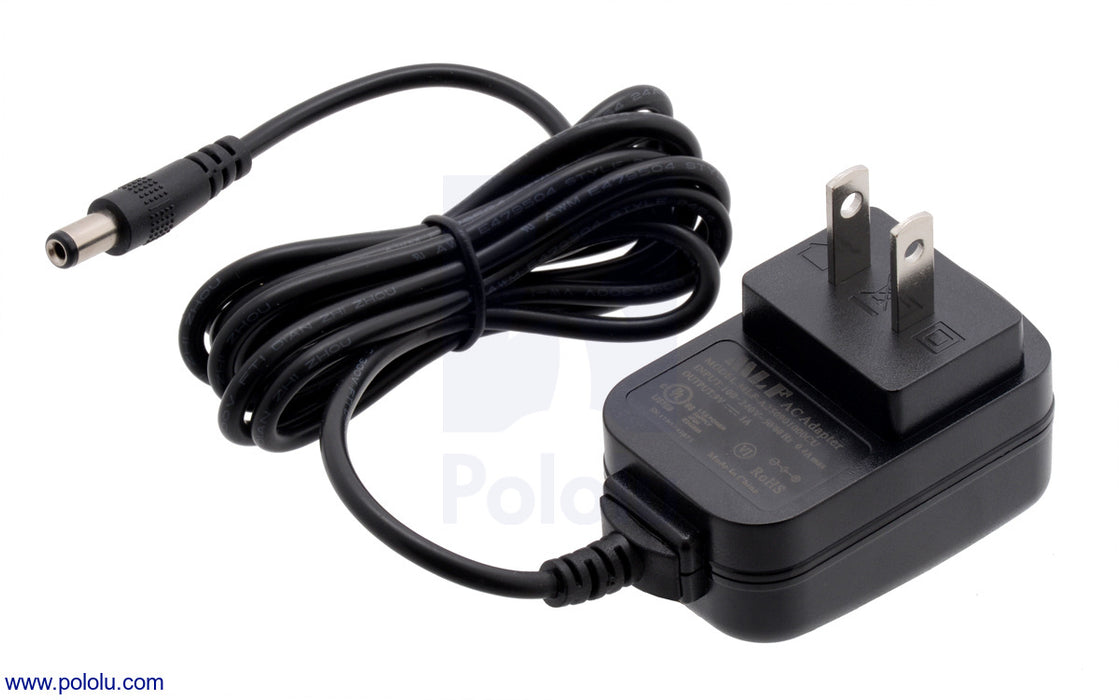 Wall Power Adapter: 9VDC, 1A, 5.5×2.1mm Barrel Jack, Center-Positive