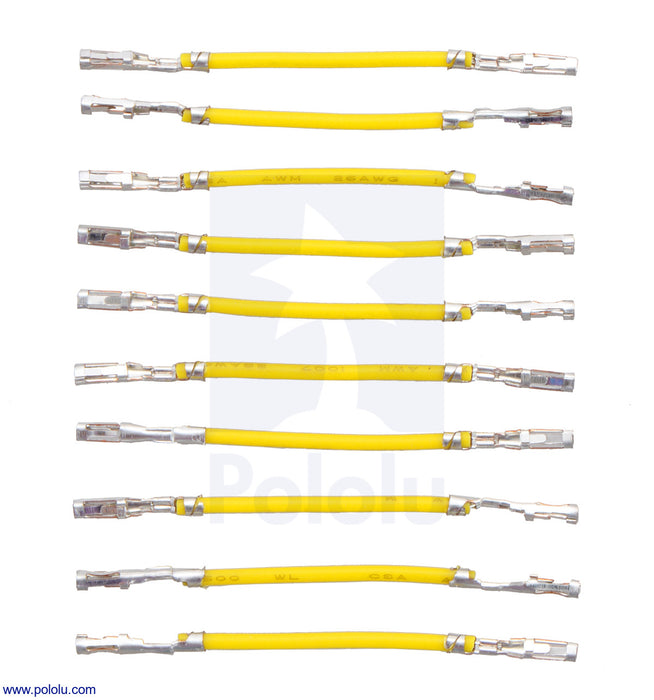 Wires with Pre-Crimped Terminals 10-Pack FF 1" Yellow