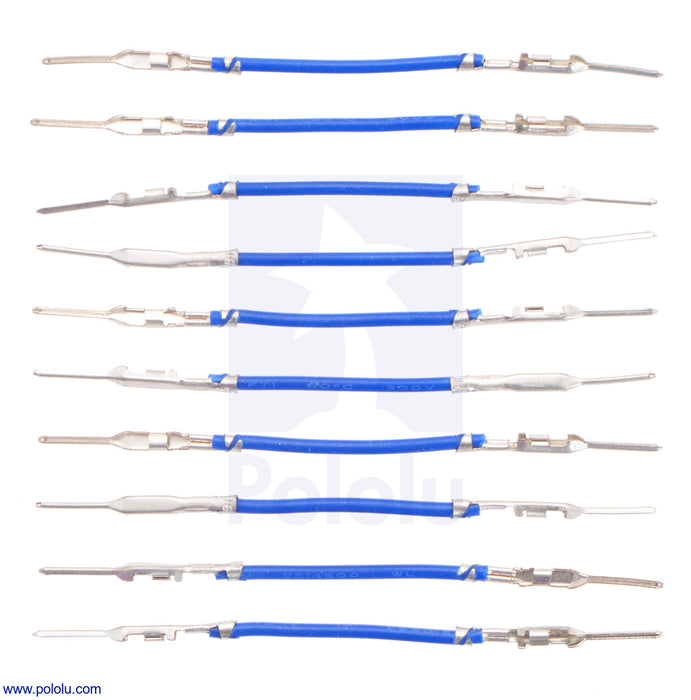 Wires with Pre-Crimped Terminals 10-Pack M-M 1" Blue