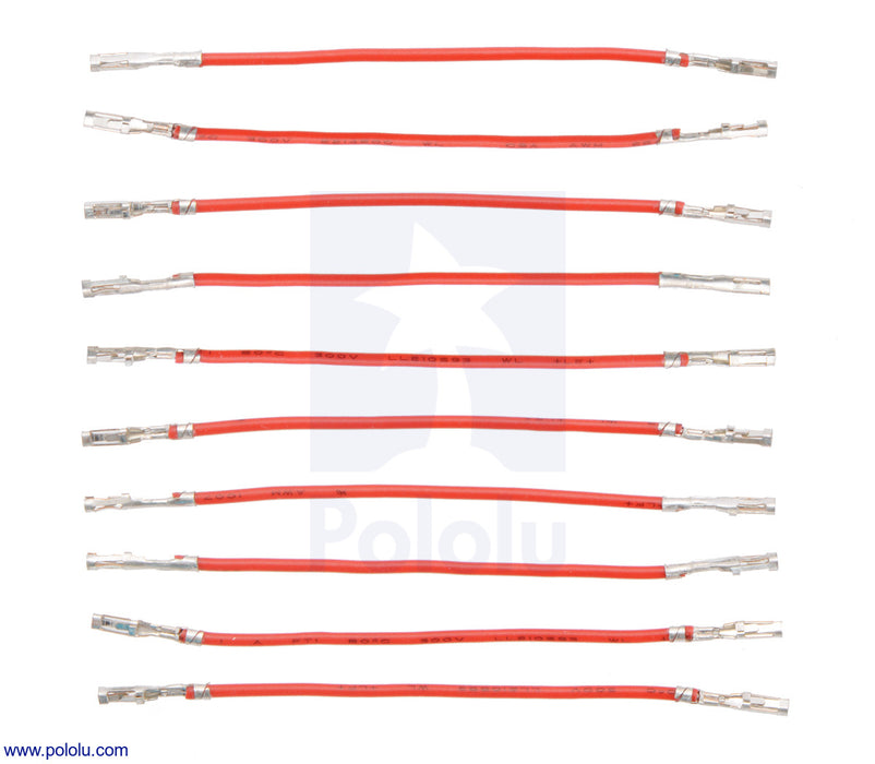 Wires with Pre-Crimped Terminals 10-Pack F-F 2" Red