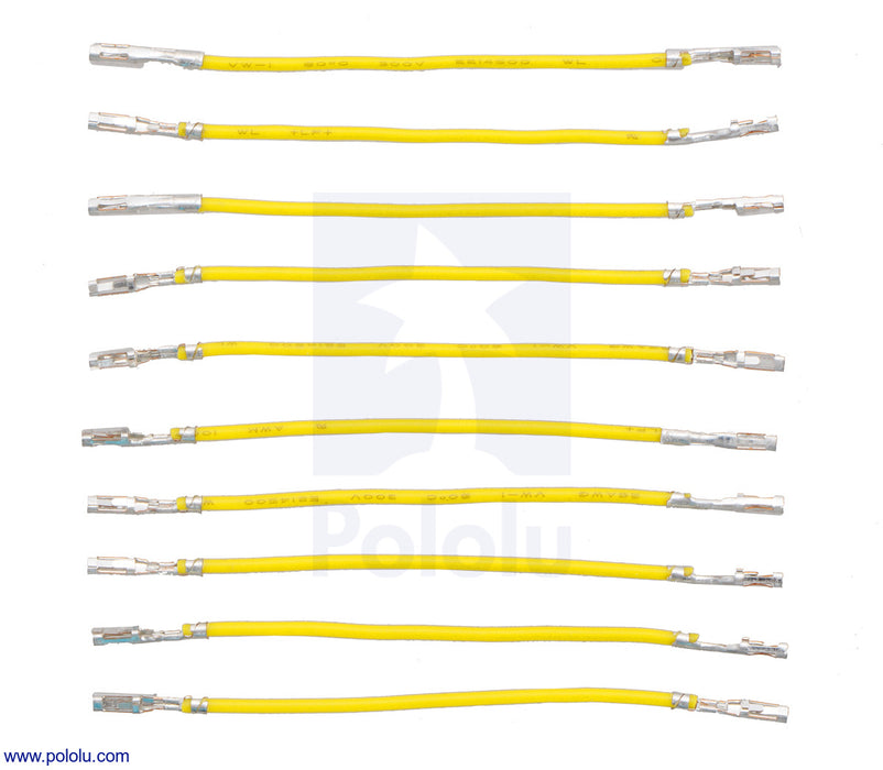 Wires with Pre-Crimped Terminals 10-Pack F-F 2" Yellow