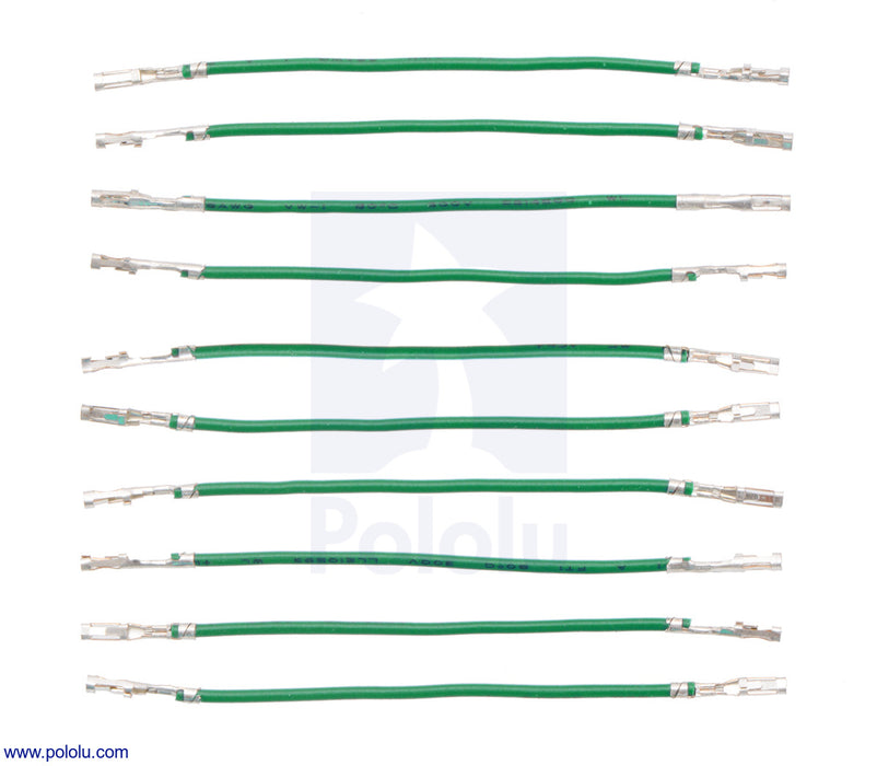 Wires with Pre-Crimped Terminals 10-Pack FF 2" Green