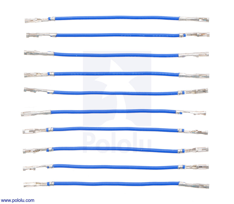 Wires with Pre-Crimped Terminals 10-Pack F-F 2" Blue