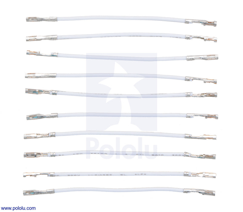 Wires with Pre-Crimped Terminals 10-Pack F-F 2" White