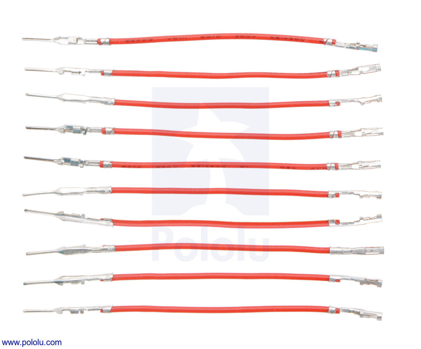 Wires with Pre-Crimped Terminals 10-Pack M-F 2" Red