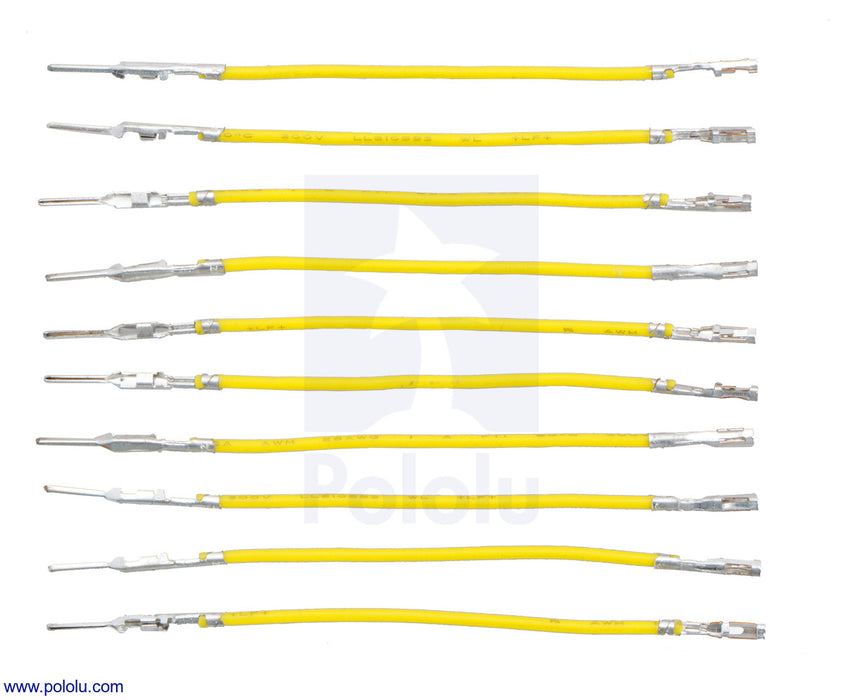 Wires with Pre-Crimped Terminals 10-Pack M-F 2" Yellow