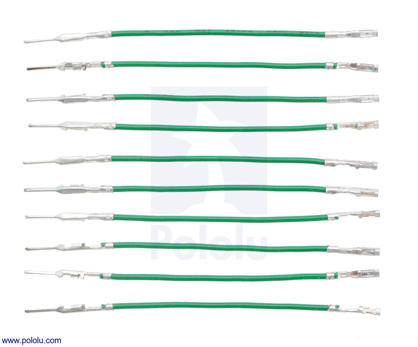 Wires with Pre-Crimped Terminals 10-Pack M-F 2" Green