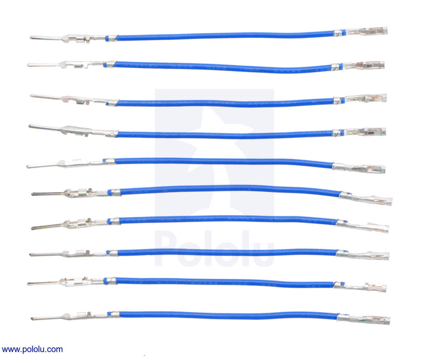 Wires with Pre-Crimped Terminals 10-Pack M-F 2" Blue