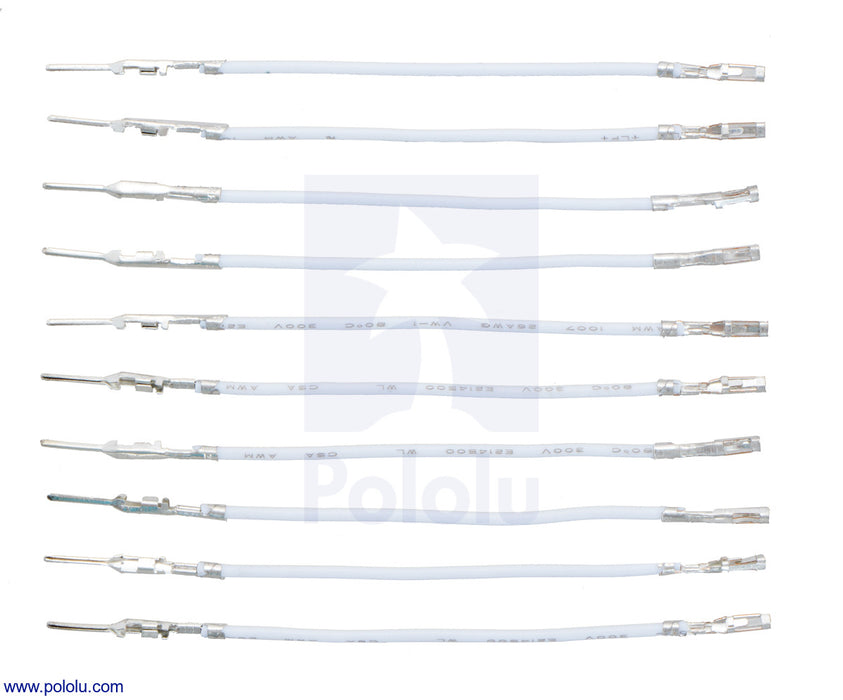 Wires with Pre-Crimped Terminals 10-Pack M-F 2" White