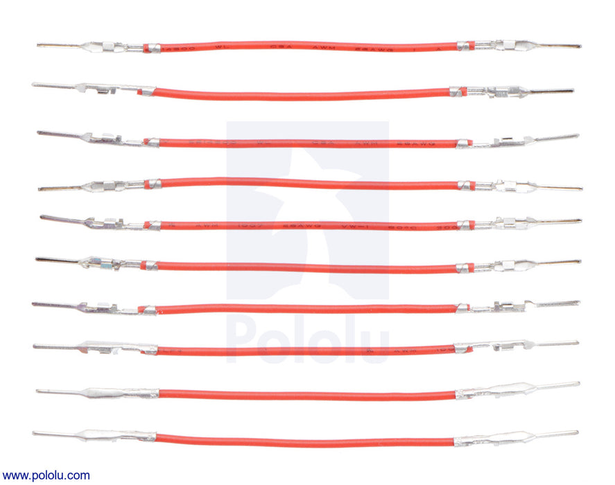 Wires with Pre-Crimped Terminals 10-Pack M-M 2" Red