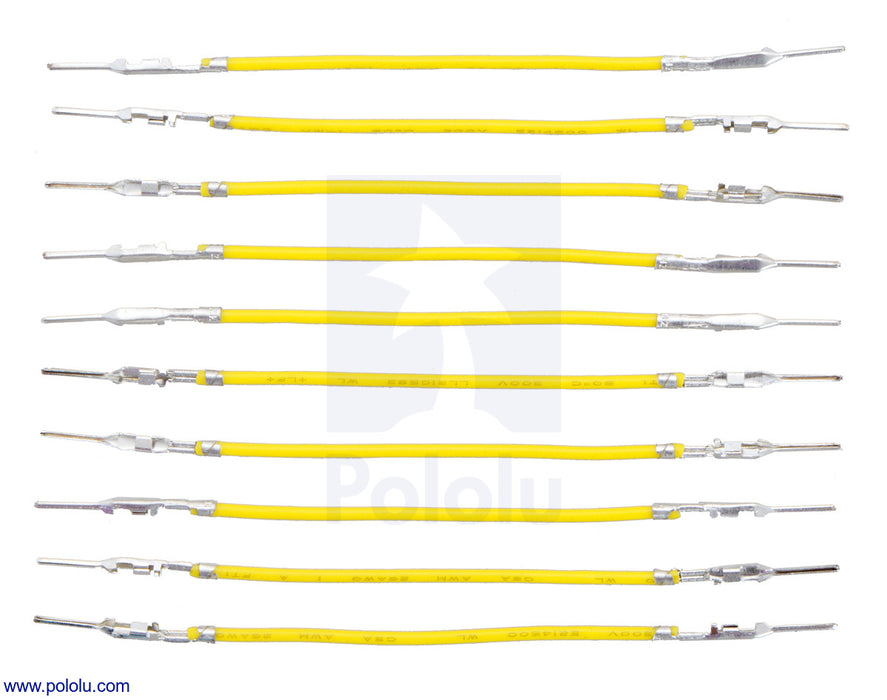 Wires with Pre-Crimped Terminals 10-Pack M-M 2" Yellow