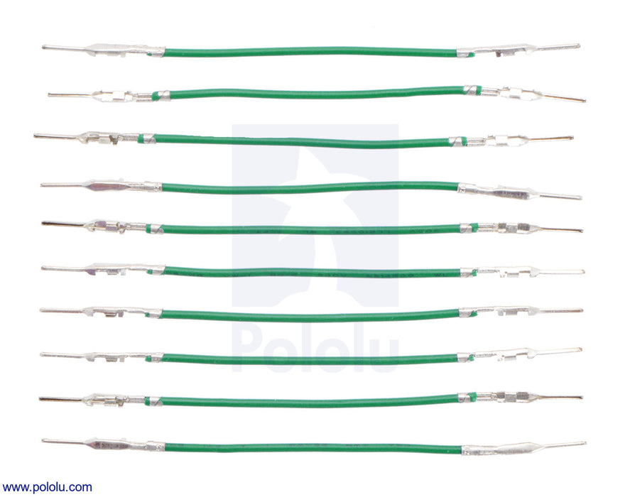 Wires with Pre-Crimped Terminals 10-Pack M-M 2" Green