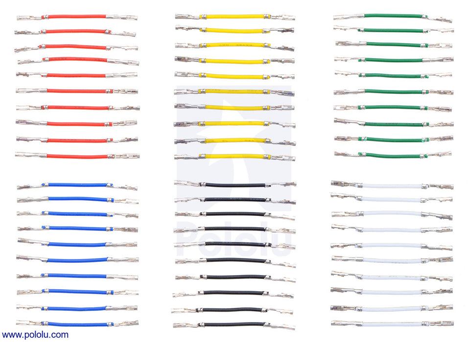 Wires with Pre-Crimped Terminals 60-Piece 6-Color Assortment F-F 1"