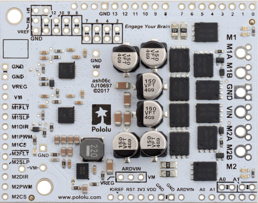 Pololu Dual G2 High-Power Motor Driver 18v22 Shield for Arduino