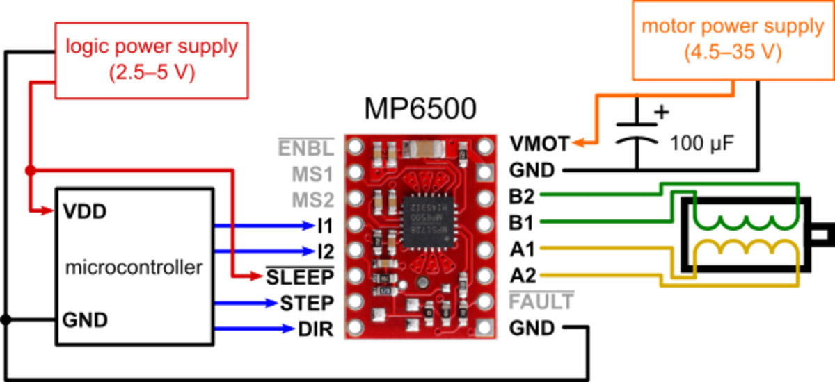 MP6500 Stepper Motor Driver Carrier, Digital Current Control (Header Pins Soldered)