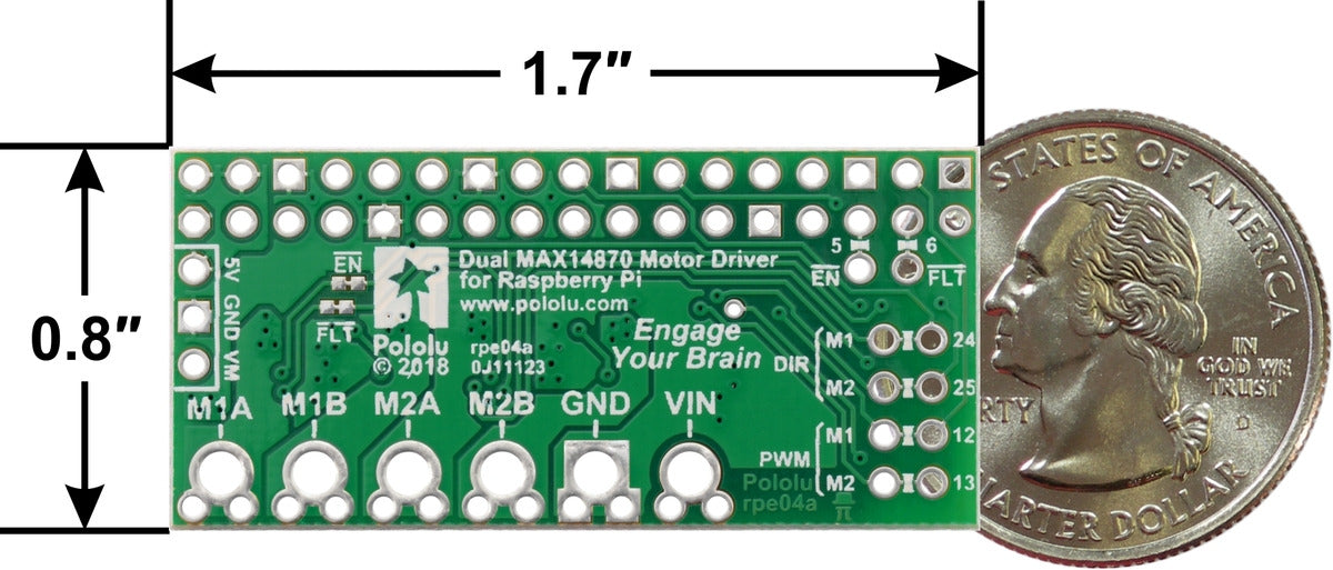 Dual MAX14870 Motor Driver for Raspberry Pi (Partial Kit)