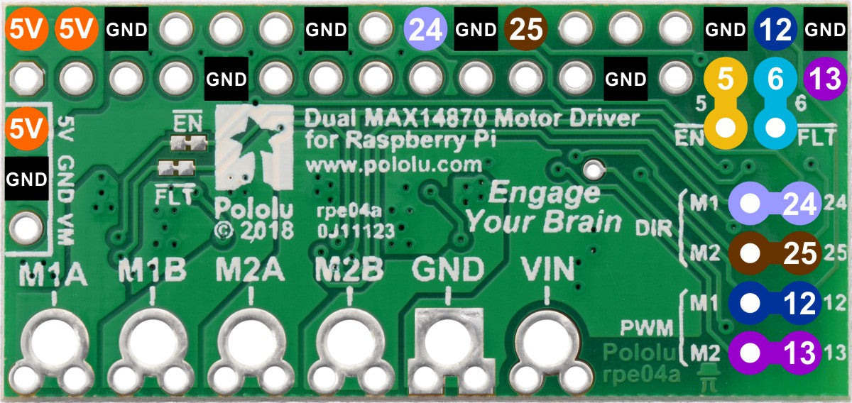 Dual MAX14870 Motor Driver for Raspberry Pi (Assembled)