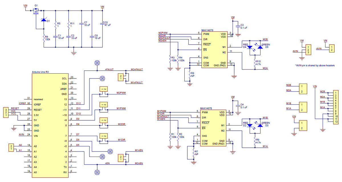 Dual MAX14870 Motor Driver Shield for Arduino