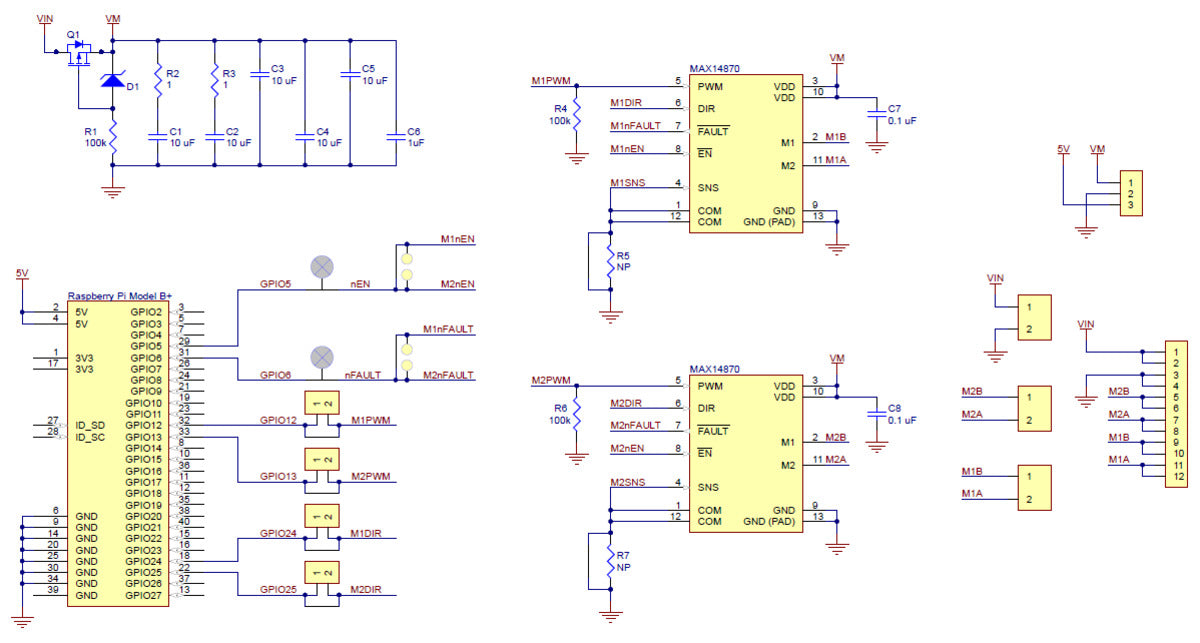 Dual MAX14870 Motor Driver for Raspberry Pi (Partial Kit)