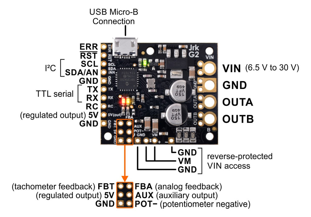 Jrk G2 18v19 USB Motor Controller with Feedback