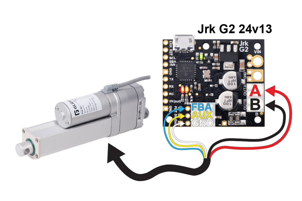 Glideforce MD122006-P Medium-Duty Linear Actuator with Feedback: 100kgf, 6" Stroke (5.9" Usable), 0.58"/s, 12V