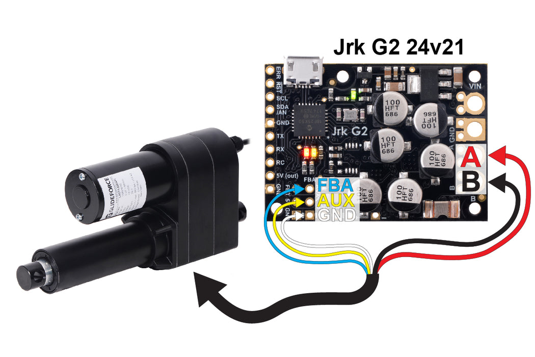 Glideforce LACT24-1000BPL Industrial-Duty Linear Actuator with Ball Screw Drive and Feedback: 450kgf, 24" Stroke (23.5" Usable), 0.66"/s, 12V