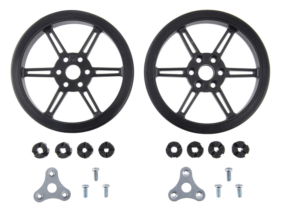 Pololu Multi-Hub Wheel w/Inserts for 3mm and 4mm Shafts - 80×10mm, Black, 2-Pack