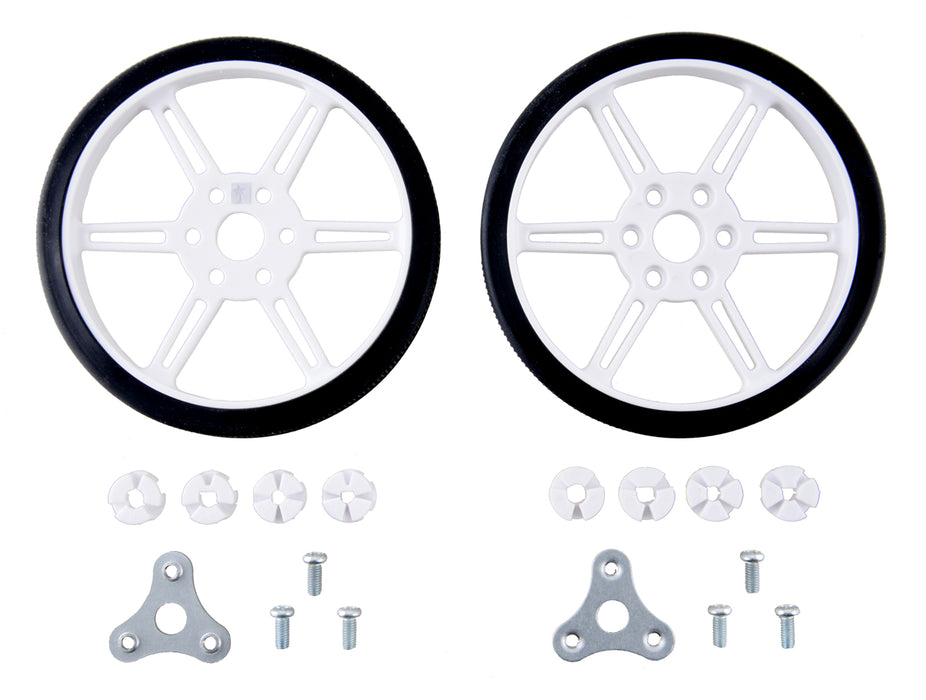 Pololu Multi-Hub Wheel w/Inserts for 3mm and 4mm Shafts - 80×10mm, Black, 2-Pack