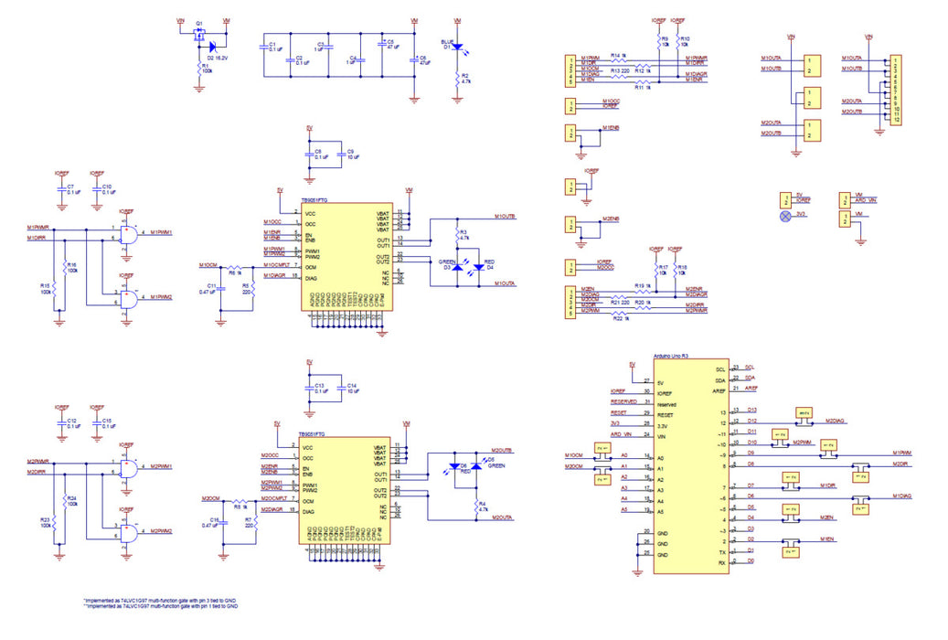 Dual TB9051FTG Motor Driver Shield for Arduino