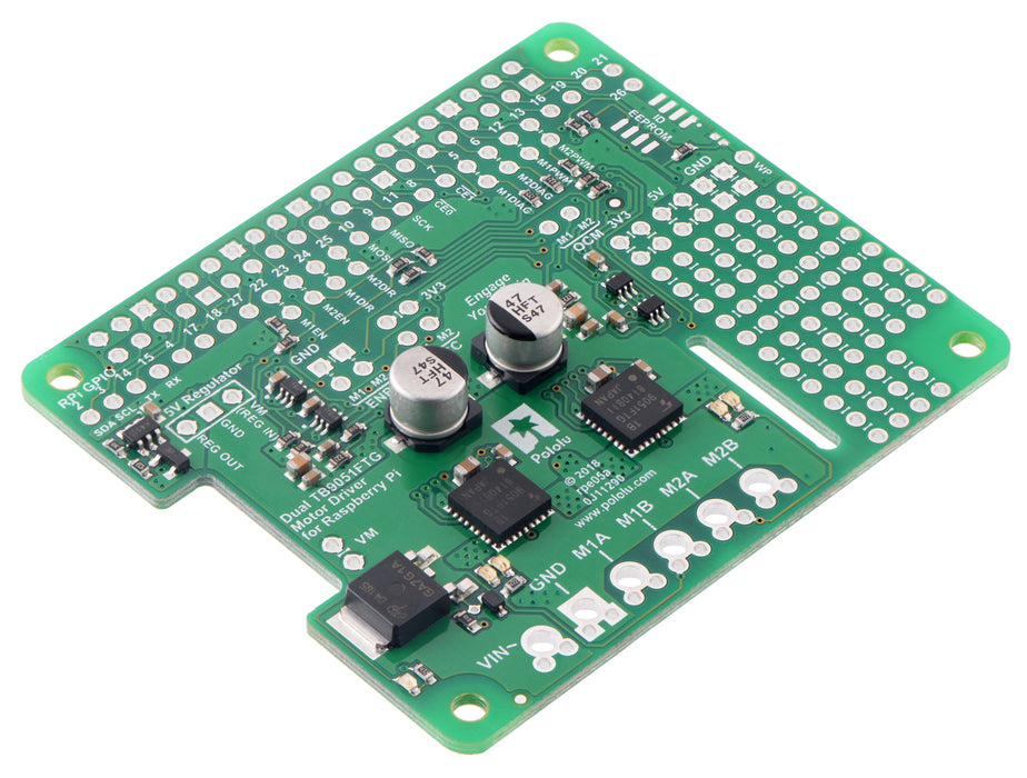 Dual TB9051FTG Motor Driver for Raspberry Pi (Partial Kit)