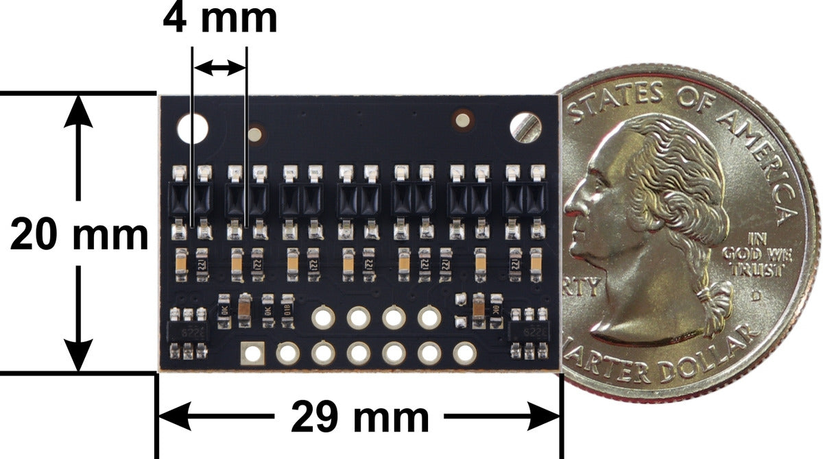 QTR-HD-07RC Reflectance Sensor Array: 7-Channel, 4mm Pitch, RC Output