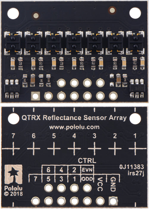 QTRX-HD-07RC Reflectance Sensor Array: 7-Channel, 4mm Pitch, RC Output, Low Current