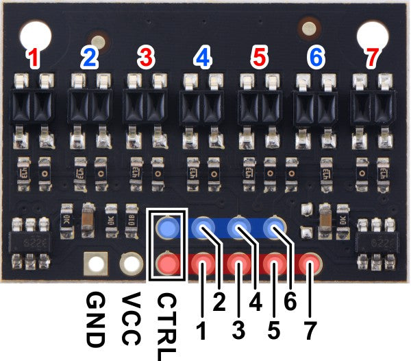 QTR-HD-07A Reflectance Sensor Array: 7-Channel, 4mm Pitch, Analog Output