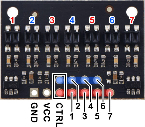 QTR-HD-07RC Reflectance Sensor Array: 7-Channel, 4mm Pitch, RC Output