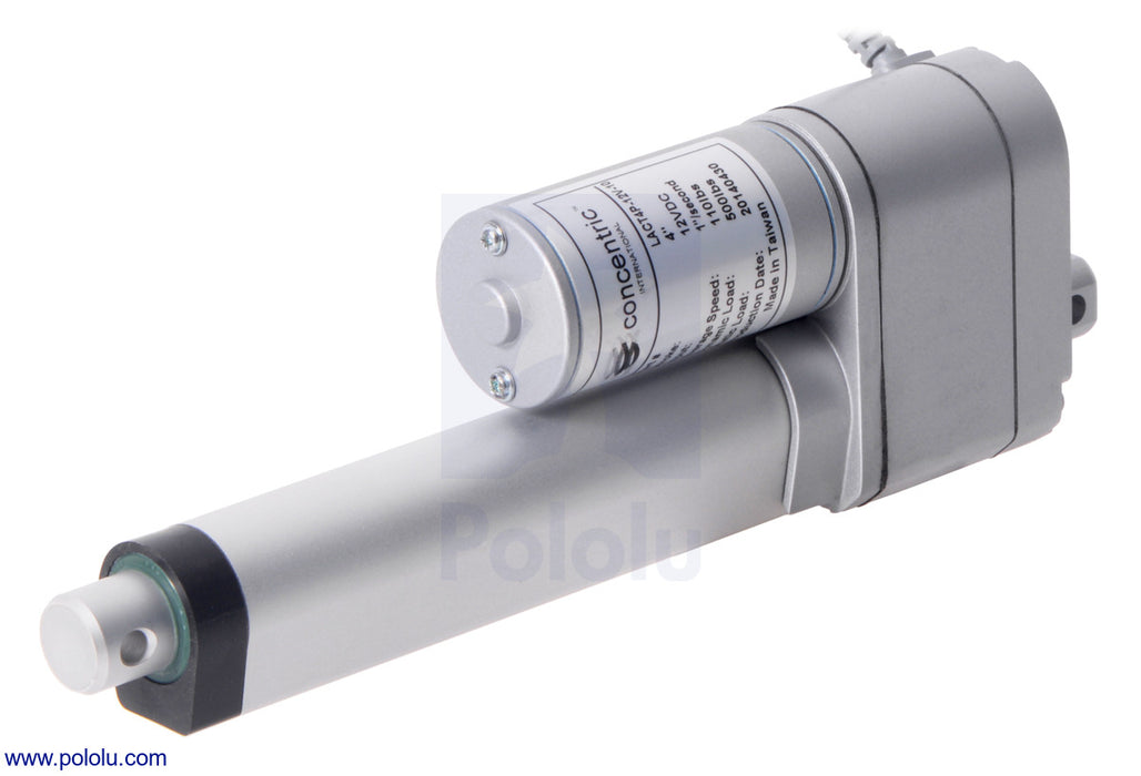 Glideforce LACT4P-12V-10 Light-Duty Linear Actuator with Feedback: 25kgf, 4" Stroke (3.9" Usable), 1.1"/s, 12V