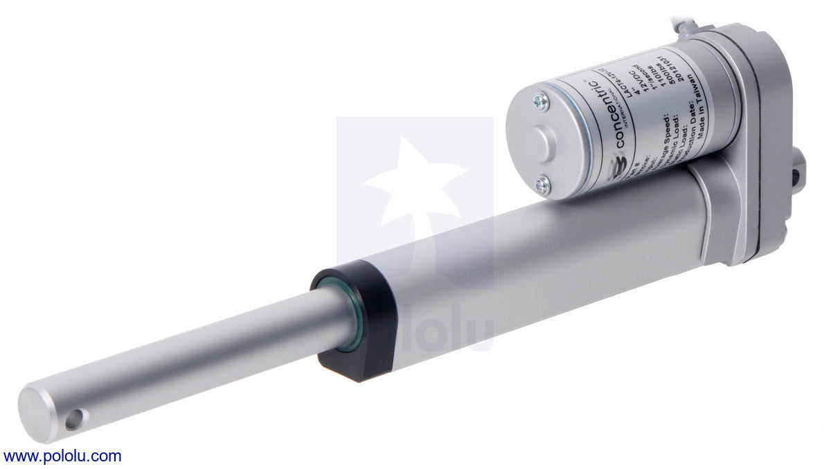 Glideforce LACT6-12V-20 Light-Duty Linear Actuator: 50kgf, 6" Stroke (5.9" Usable), 0.57"/s, 12V