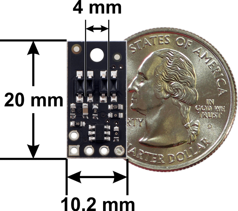 QTR-HD-02A Reflectance Sensor Array: 2-Channel, 4mm Pitch, Analog Output