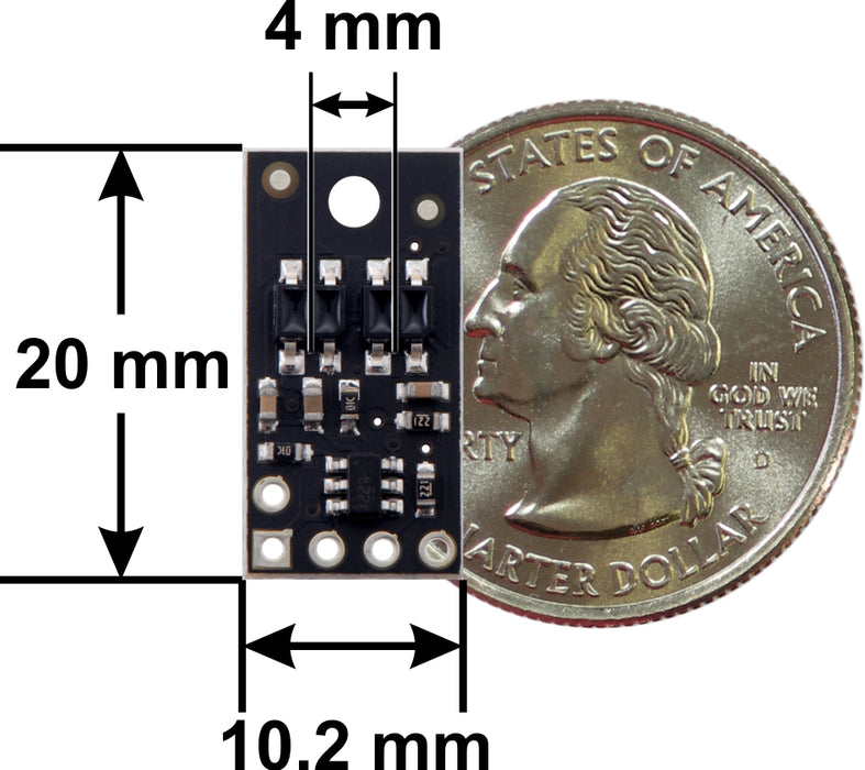 QTR-HD-02RC Reflectance Sensor Array: 2-Channel, 4mm Pitch, RC Output