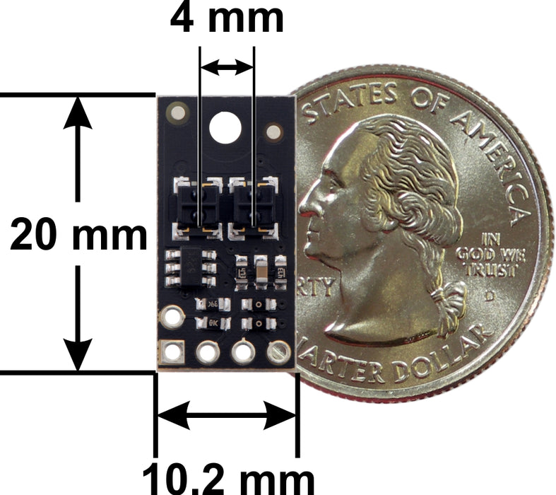 QTRX-HD-02A Reflectance Sensor Array: 2-Channel, 4mm Pitch, Analog Output, Low Current