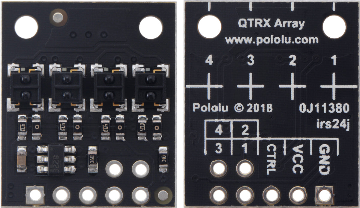 QTRX-HD-04A Reflectance Sensor Array: 4-Channel, 4mm Pitch, Analog Output, Low Current