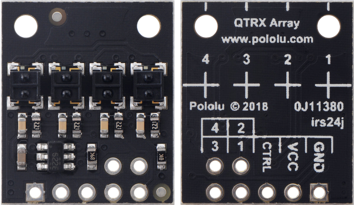 QTRX-HD-04RC Reflectance Sensor Array: 4-Channel, 4mm Pitch, RC Output, Low Current